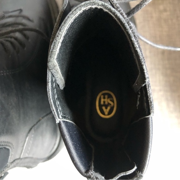 NWOT ASH Moody black leather lace up rear zipper chunky lug sole ankle boots 8 - Picture 9 of 15